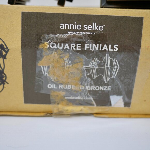 Annie Selke Square Oil Rubbed Bronze Finials Set of 2 Discontinued NEW NIB - Picture 2 of 8